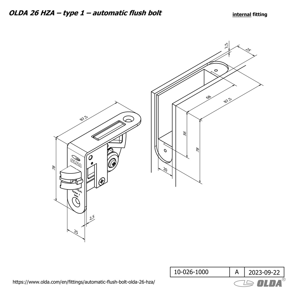OLDA 26 AUTOMATISCHE HOEKKANTSCHUIF