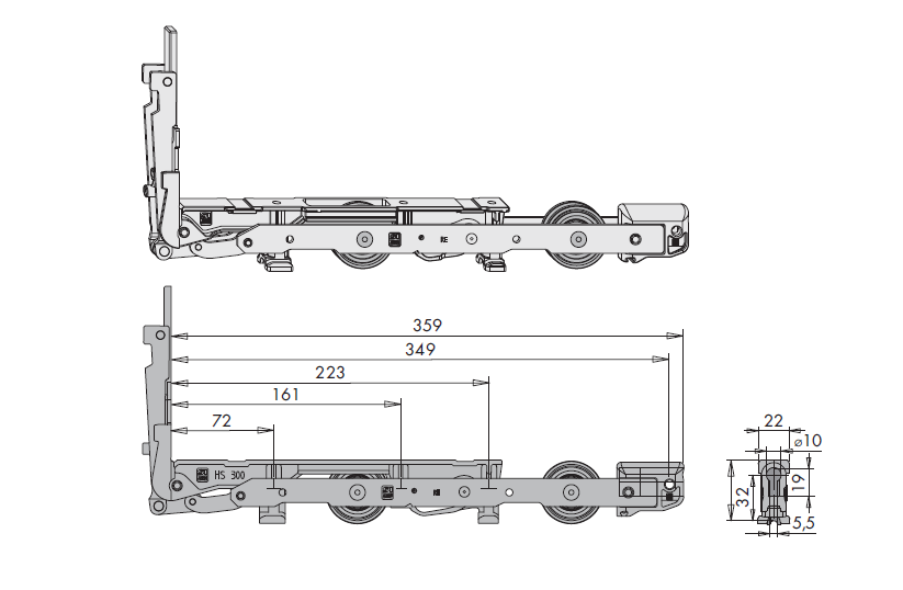 SI-SIEGENIA HS300 TS K1 LOOPWAGEN HEFSCHUIFRAAM