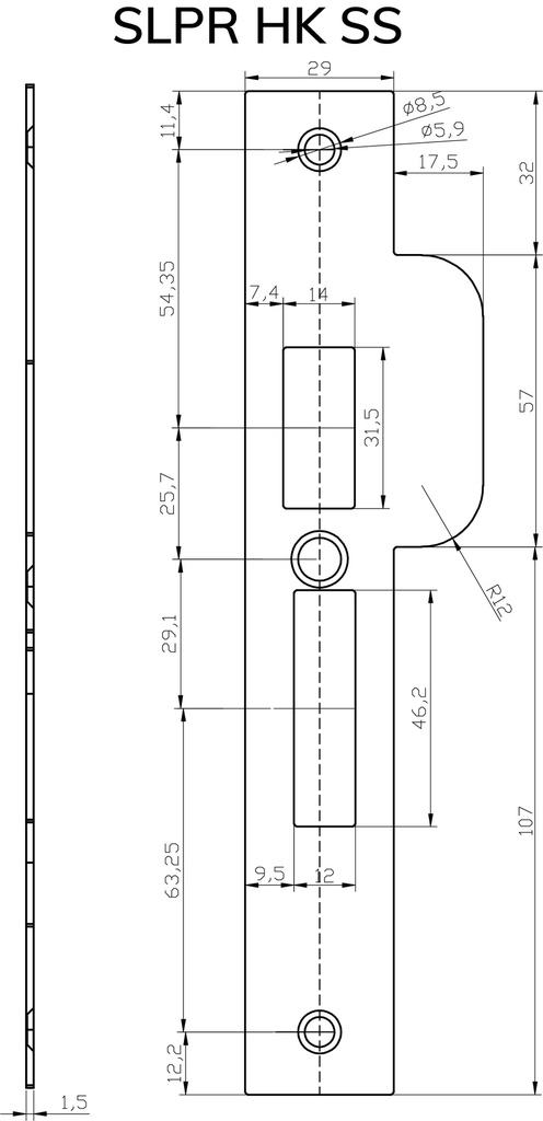 DULIMEX RVS SLUITPLAAT RECHT