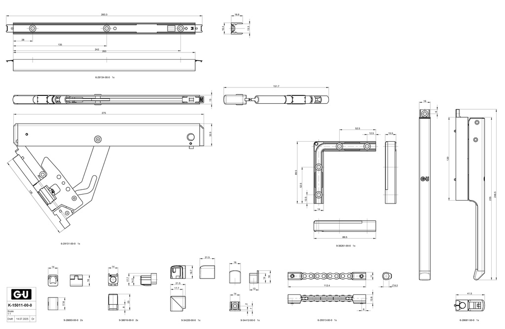 GU VENTUS F 200 BOVENRAAMSLUITING SET