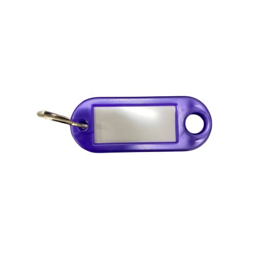 SLEUTELLABEL IN KUNSTSTOF MET RING EN NAAMSTEMPEL - 2500 stuks