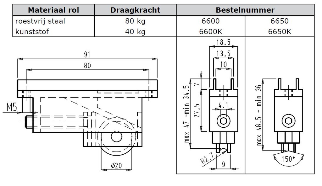 SOBINCO 6600 / 6650 REGELBARE LOOPWAGEN ENKEL WIEL